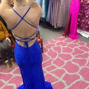 Faviana Sparkly Blue Prom dress
